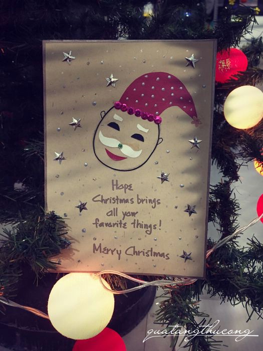 Thiệp giáng sinh ông già Noel sao lấp lánh